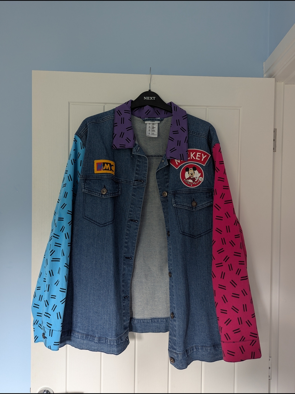 Retro Disney Mickey Mouse Club 90s Print Jacket Pink Blue Walt Disney World XXL